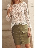 Openwork long-sleeved blouse ekri 017 - Online store - Boutique